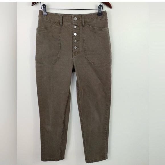 Wilfred Free Belen High Rise Pants 8 Brown Exposed Button Fly - Picture 3 of 13